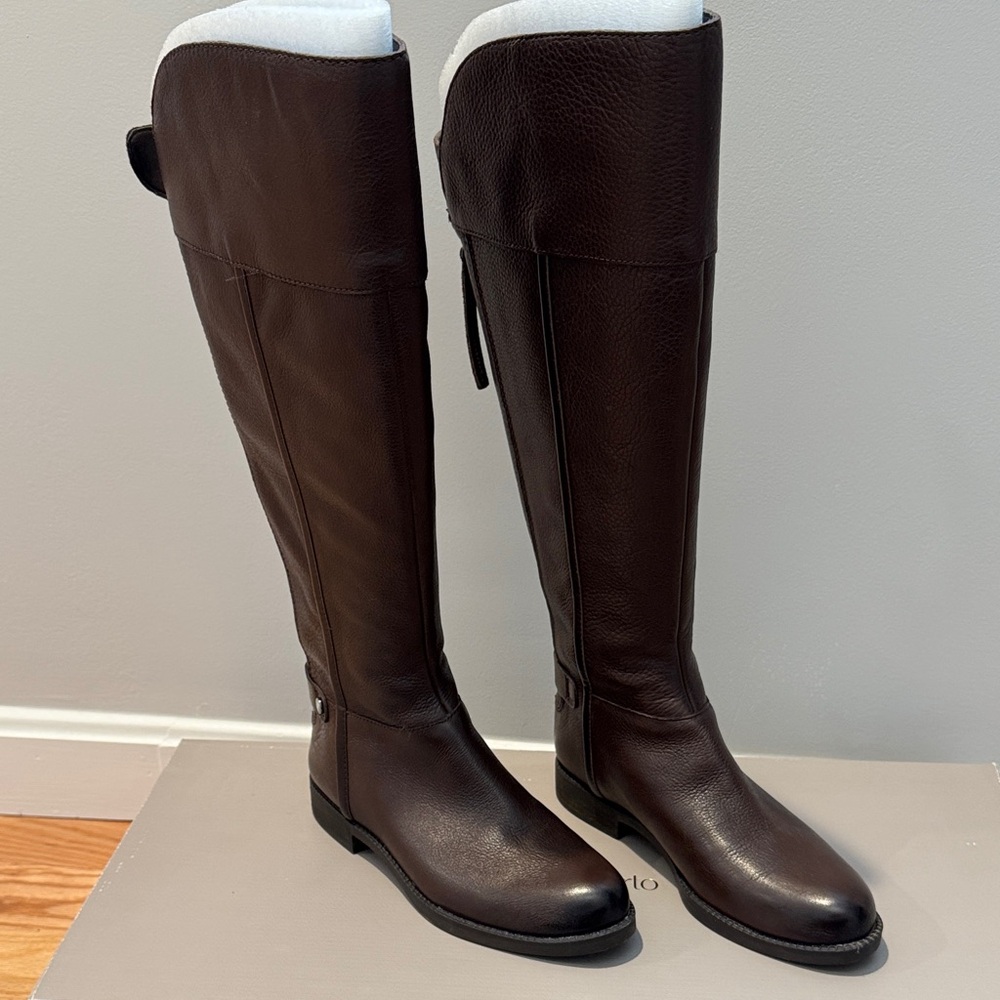 Franco Sarto Christine Brown Leather Knee High Riding Boot